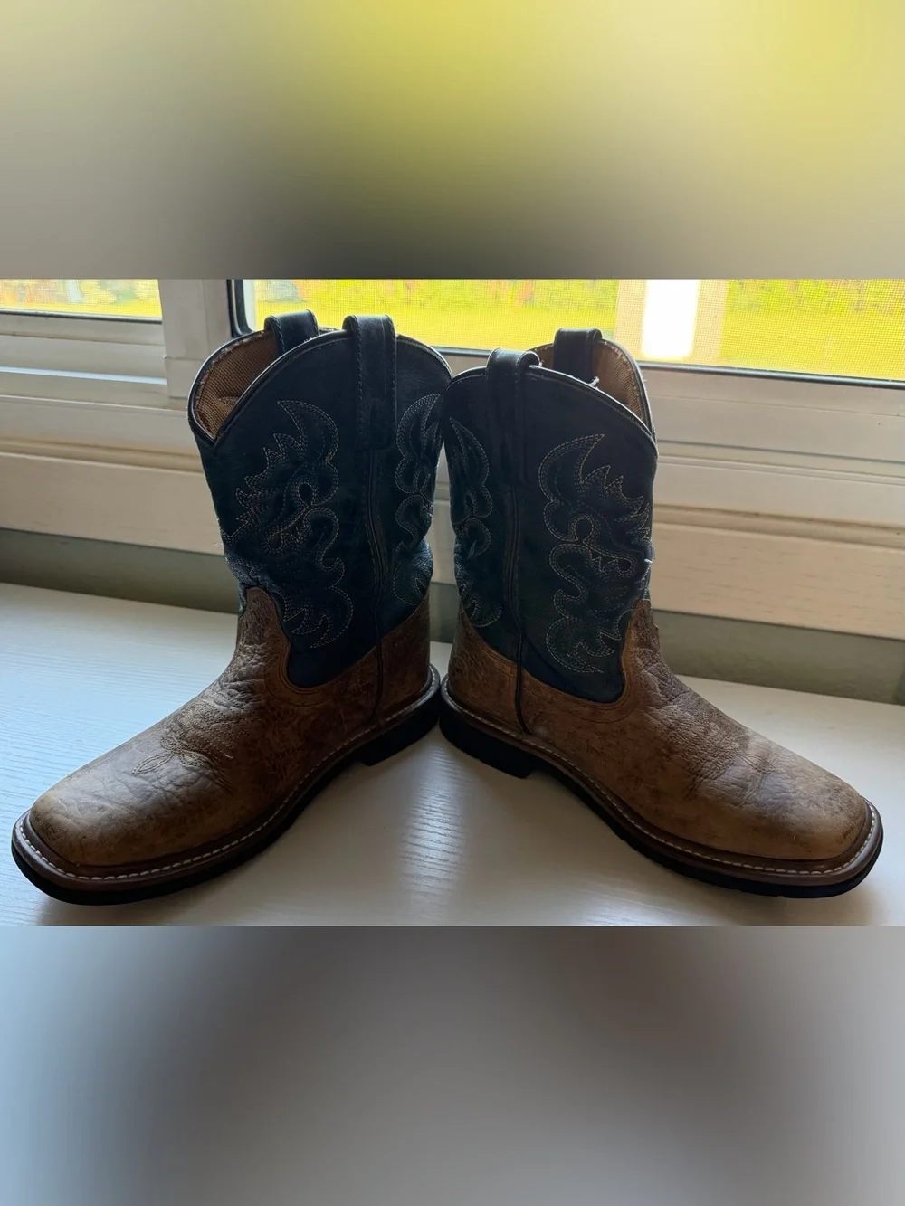 Dan Post Kids Size 2D Brown Leather Western Cowboy Boots Distressed PC2936